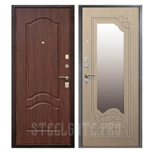 Входная дверь МЗ-010 с МДФ панелями и зеркалом внутри Входная дверь MZ-010: МДФ панели с зеркалом внутри