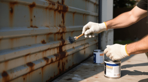 Процесс покраски ворот